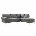 Homeroots 78 x 100 x 35 in. Gray Fabric Upholstery Metal Leg Sectional Sofa 347261